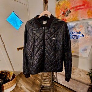 adidas Black Quilted Varsity Jacket